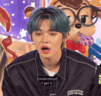 Young Man With Blue Hair Wearing Supreme Jacket GIF