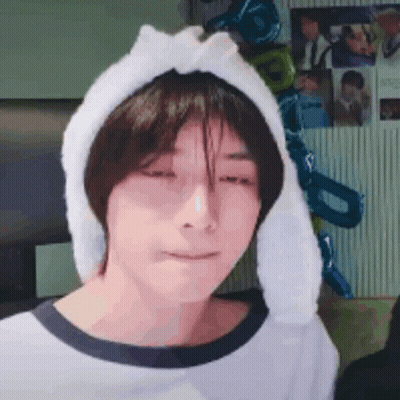 Young Man With Bunny Ear Headband GIF