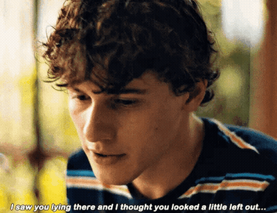 Young Man With Curly Hair Saying I Saw You Lying There GIF