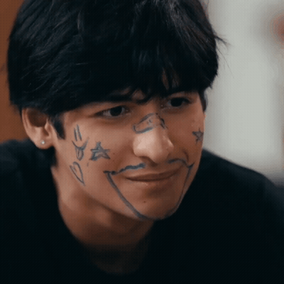 Young Man With Drawn Face GIF