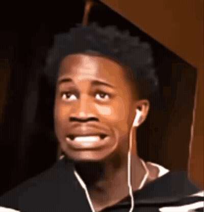 Young Man With Ear Buds Making Funny Face GIF