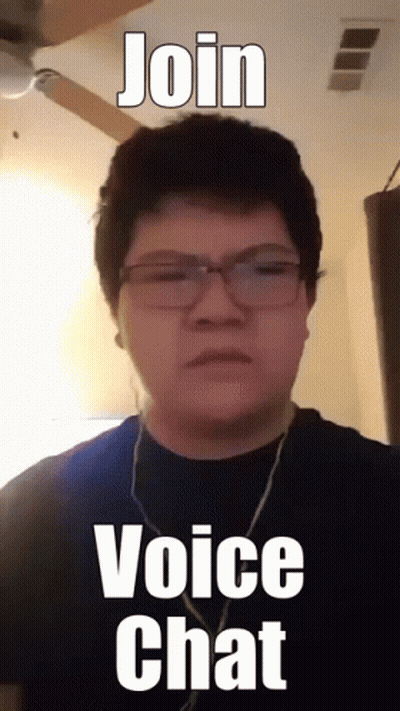 Young Man With Glasses And Earbuds Saying Join Voice Chat GIF