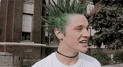 Young Man With Green Mohawk And Choker GIF