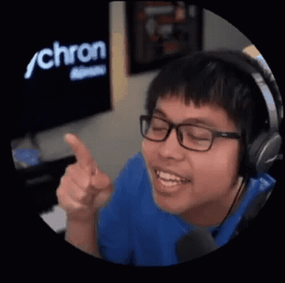 Young Man With Headphones And Glasses Pointing GIF