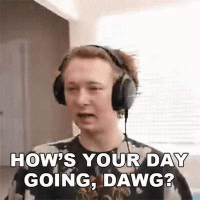 Young Man With Headphones Making Funny Face Asking How's Your Day Going Dawg GIF