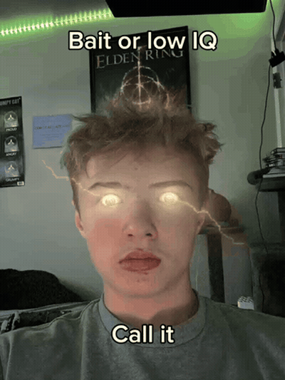 Young Man With Lightning Eyes Bait Or Low IQ Call It GIF