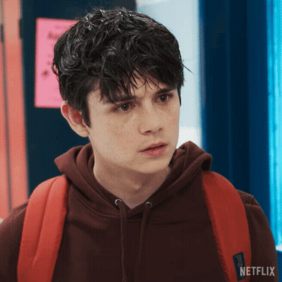 Young Man With Netflix Hoodie And Red Backpack GIF