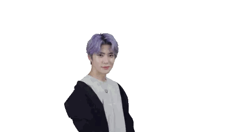 Young Man With Purple Hair In Black Jacket Sticker