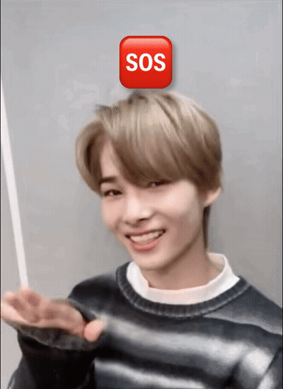 Young Man With SOS Icon On Head GIF