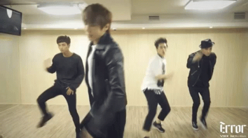 Young Men Dancing In Room With Word Error GIF