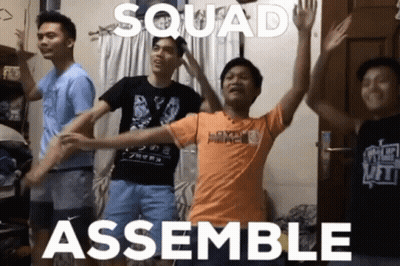 Young Men Dancing With Squad Assemble GIF