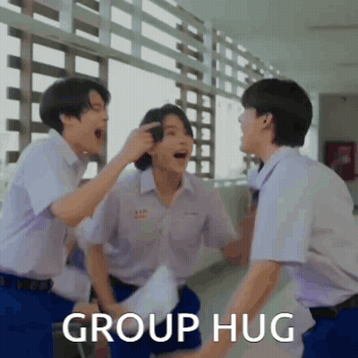 Young Men Hugging Group Hug GIF