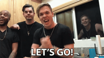 Young Men In Kitchen Saying Let's Go GIF