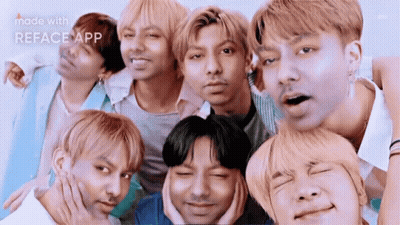 Young Men Posing With Reface App Faces GIF