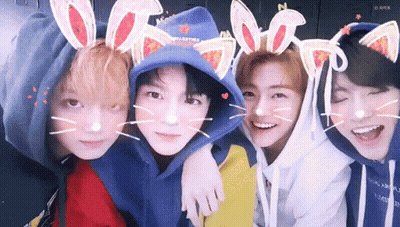 Young Men Wearing Bunny Ears GIF