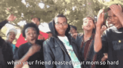 Young People Standing With Hands In Air GIF