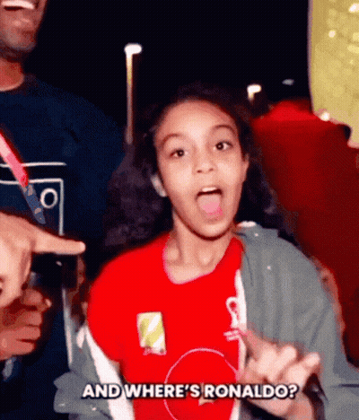 Young Red Shirt Girl Asking Where's Ronaldo? GIF