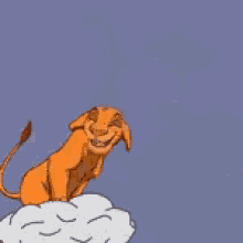 Young Simba Jumping Over Clouds