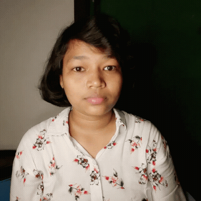 Young Woman In Floral White Shirt GIF