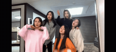 Young Women Posing In Living Room GIF