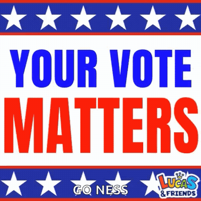 Your Vote Matters Sign With Lucas And Friends GIF