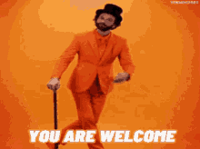 Youre Welcome Bow Orange Suit Guy GIF