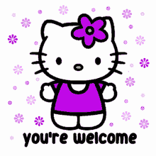 Youre Welcome Cute Purple Hello Kitty