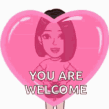 Youre Welcome Girl Cartoon Love Heart GIF