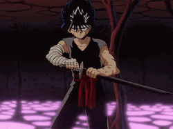 Yu Yu Hakusho Hiei Pulling Magical Shiny Sword GIF