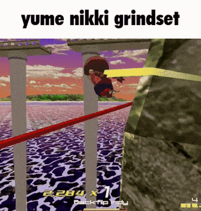 Yume Nikki Grindset Skateboarder Doing Trick GIF