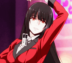 Yumeko Jabami Holding Her Necklace GIF