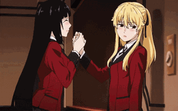 Yumeko Jabami Hugging Mary Saotome GIF