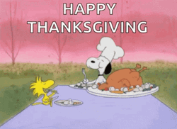 Yummy Food Happy Thanksgiving Snoopy And Woodstock   GIF