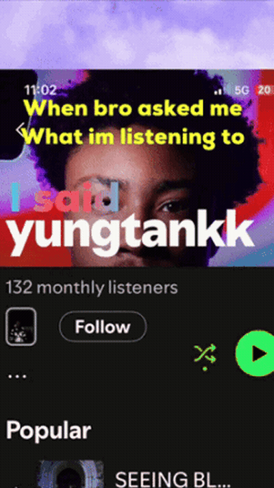 Yungtankk Has 132 Monthly Listeners On His Spotify Account GIF