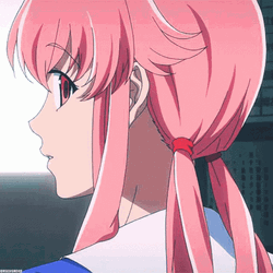 Yuno Gasai Anime Blushing Head Down GIF