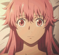 Yuno Gasai Anime Crying While Lying GIF