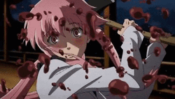 Yuno Gasai Anime Flowing Hair Blood Stop GIF