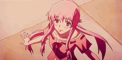 Yuno Gasai Anime Happily Looking Around GIF