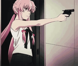 Yuno Gasai Anime Seriously Shooting GIF