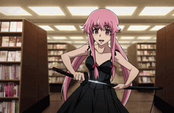 Yuno Gasai Anime Showing Her Sword GIF