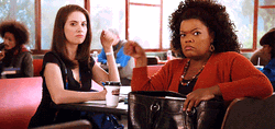 Yvette Nicole Brown And His Friend Fist Bump While Waiting GIF