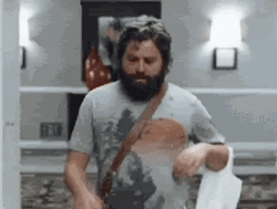 Zach Galifianakis Awkward Arrival GIF