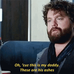 Zach Galifianakis Holding Father's Ashes Due Date GIF