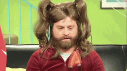 Zach Galifianakis Pony Tails GIF
