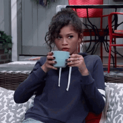 Zendaya Holding Coffee Mug GIF