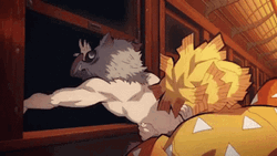 Zenitsu Catches Inosuke GIF