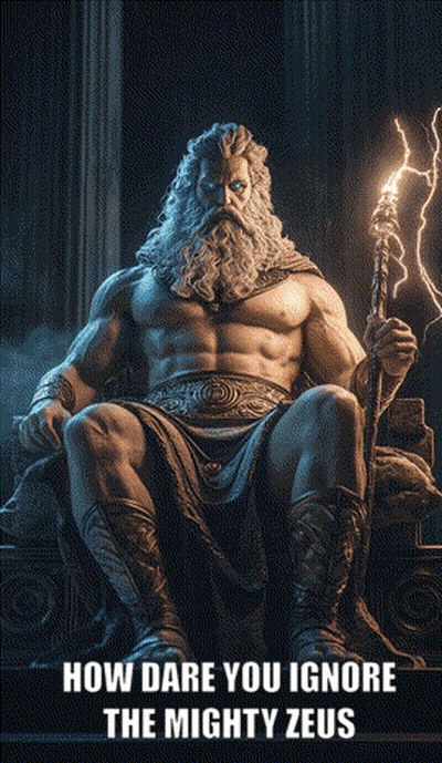 Zeus Holding Torch How Dare You Ignore Mighty Zeus GIF