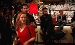 Zoey Clarke Max Richman Attending Christmas Party GIF