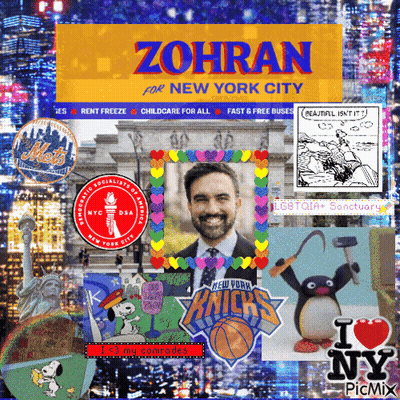 Zohran For New York City Poster With Man GIF