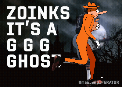 Zoinks Ghost Poster Cartoon Character Running GIF